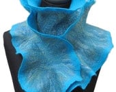 Flamenco Felted  Scarf - Bright Turquoise - reversible