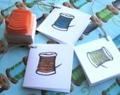 Hand Carved Spool of Thread Rubber Stamp