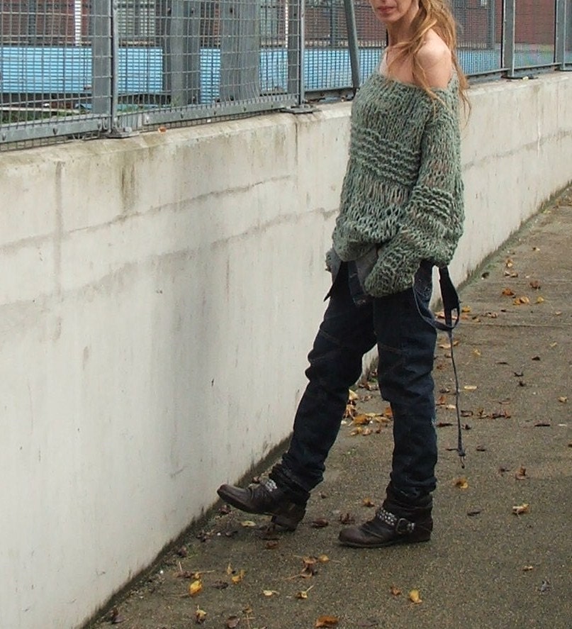 Moss green sweater oversized grunge sweater LTd Edition
