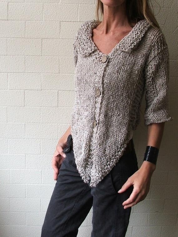Oatmeal Alpaca blend tweed cardigan 1 - 2 left in this shade