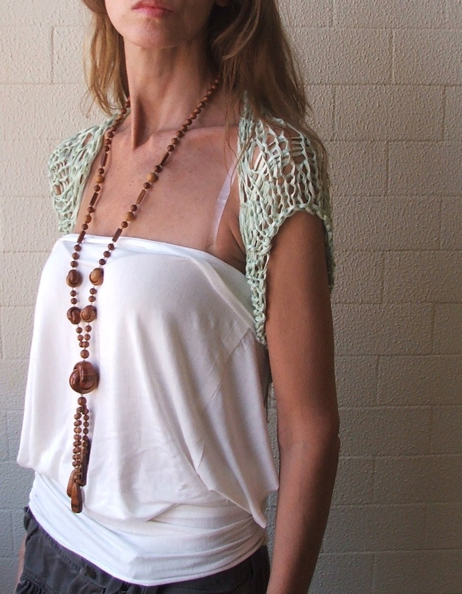 Jade green short sleeved bamboo shrug