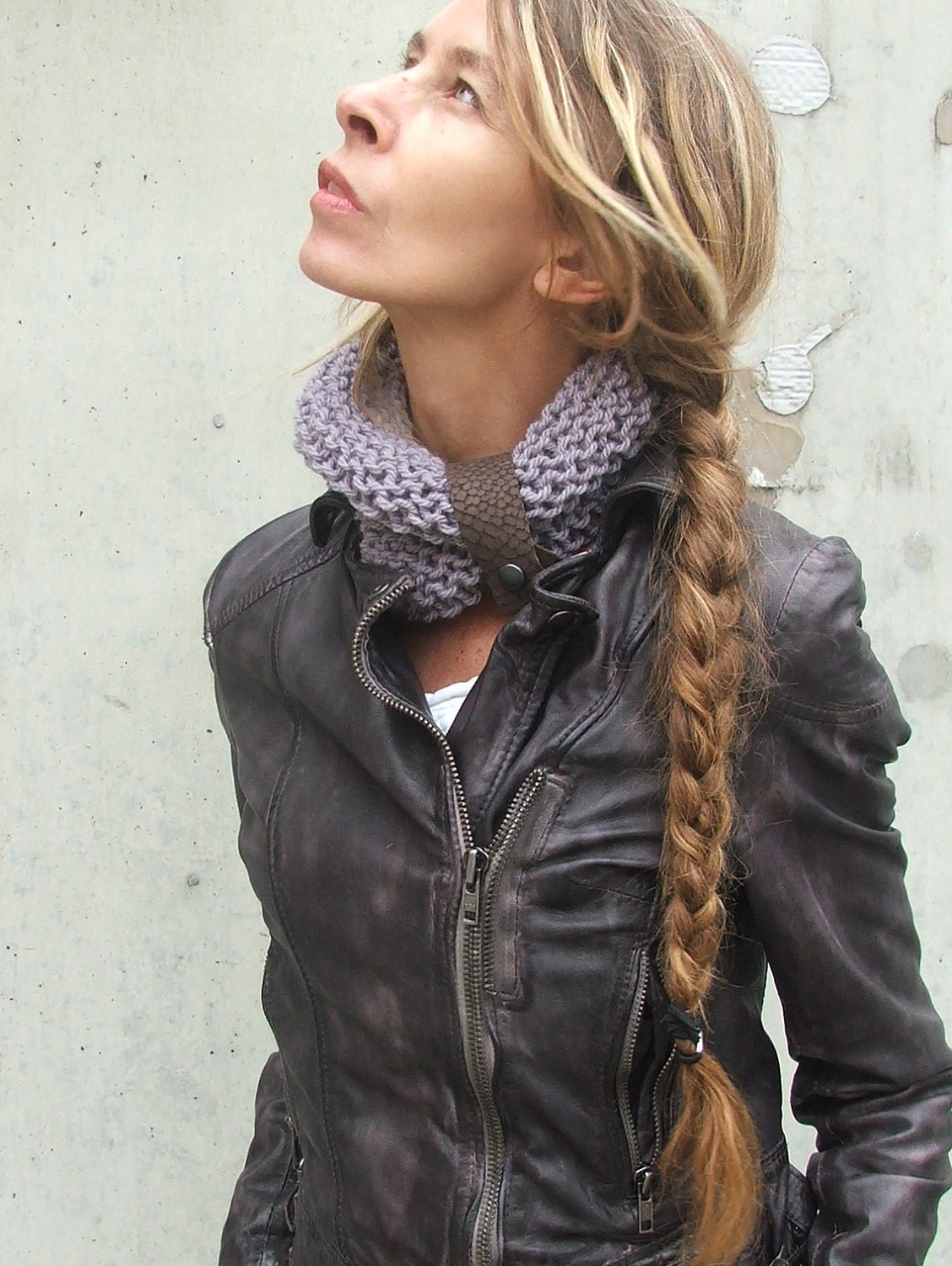 Lilac ClickIT Collar with a brown leather strap READY to SHIP