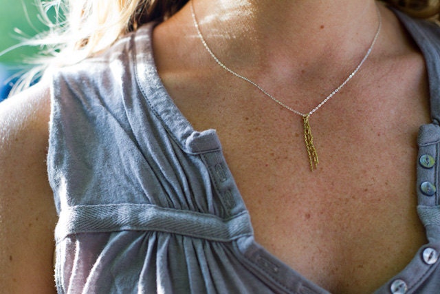 Vintage Brass Fringe Necklace