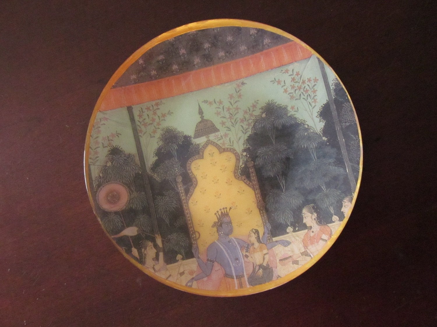 Krishna Lovers Decoupage Plate