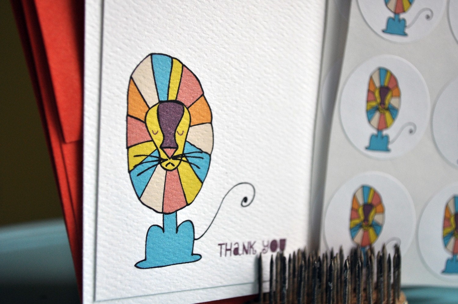Mod Lion Personalized Stationery Set with Stickers