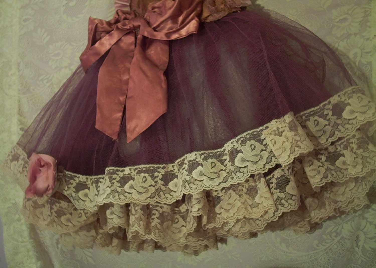 Mauve purple lace and tulle petticoat tutu rose medium (reserved for camh1115)