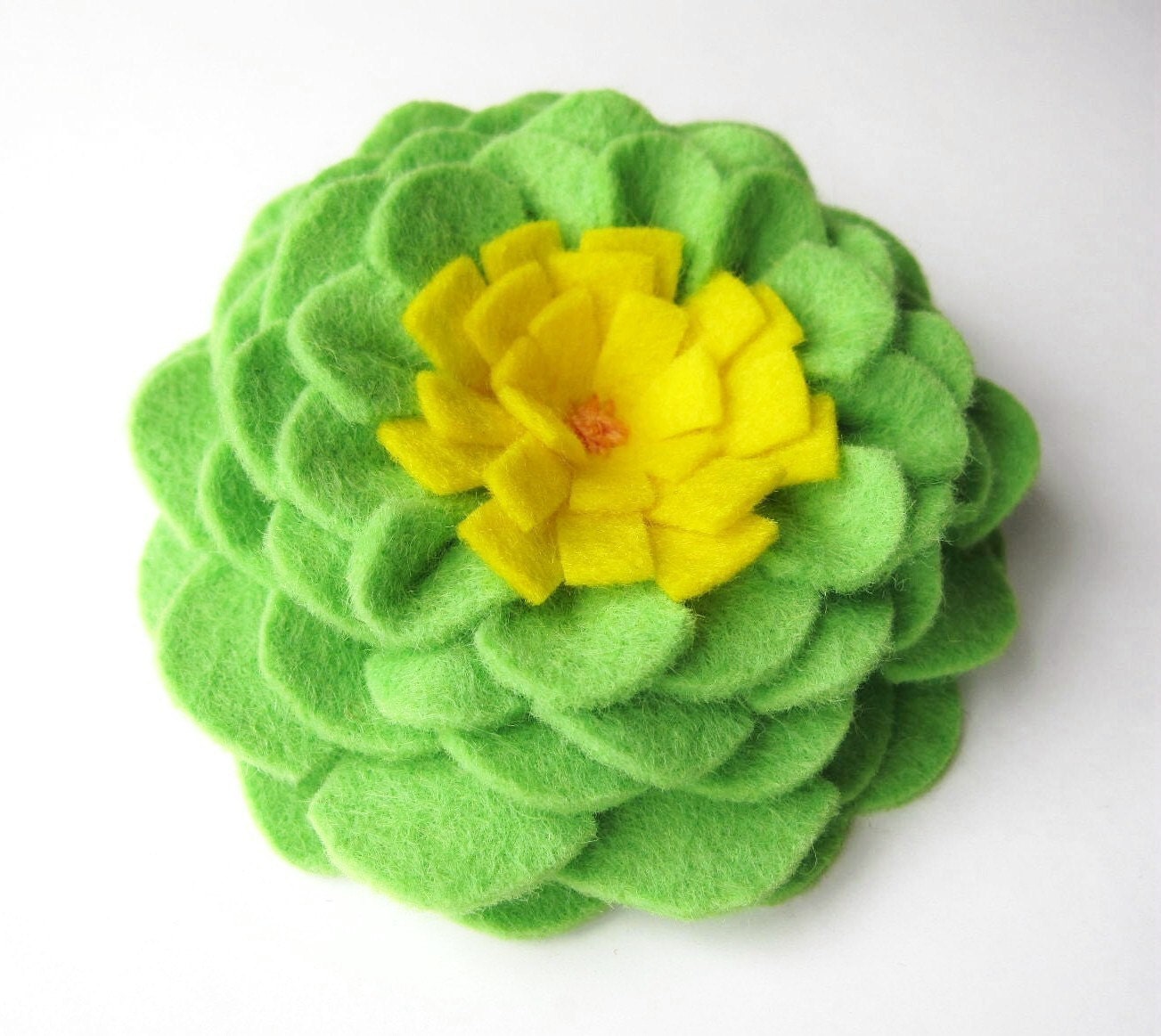 Lime Citrus Rosette - felt brooch