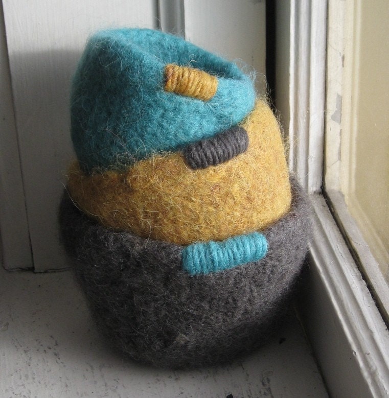 Teal and Gold Nesting Bowls