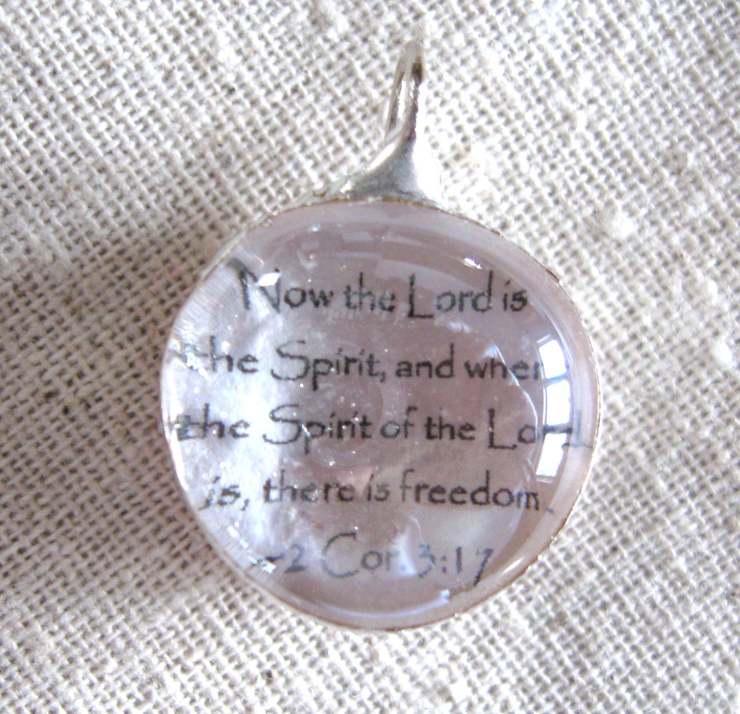 Now the Lord is the Spirit, and where the Spirit of the Lord is, there is freedom...Small Organic Hand Soldered Glass Pendant