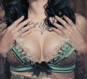 Turquoise and Cream Deer Soft Cup Bra - Pick Your Size - Handmade Vegan Bridal