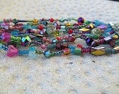 Mardi Gras Beaded Bracelet with Bohemian Glass Button