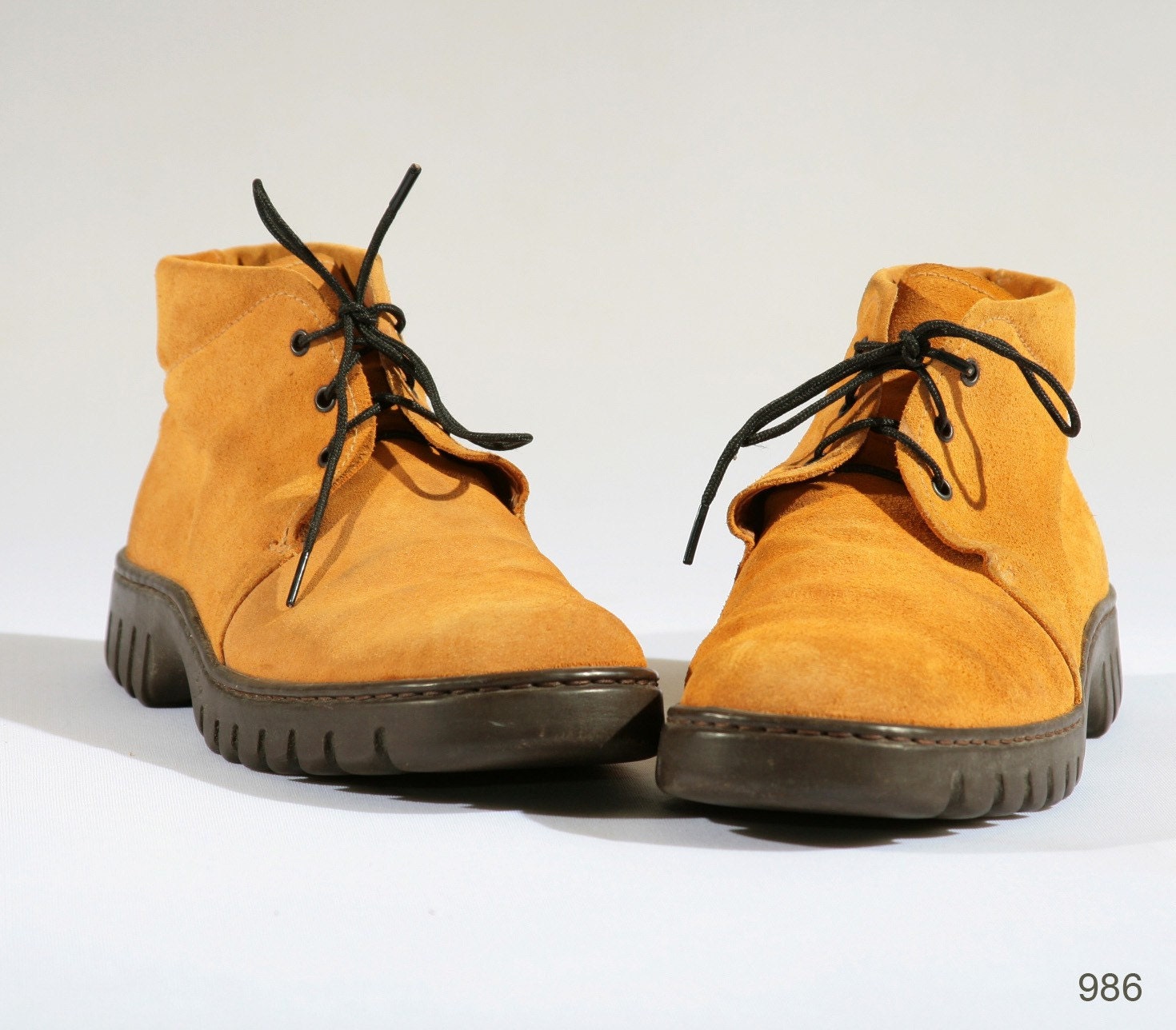 SALE...Vintage Grunge Booties / Camel Brown Nubuck Hiker Boots / 6.5 USA, 37 EUR
