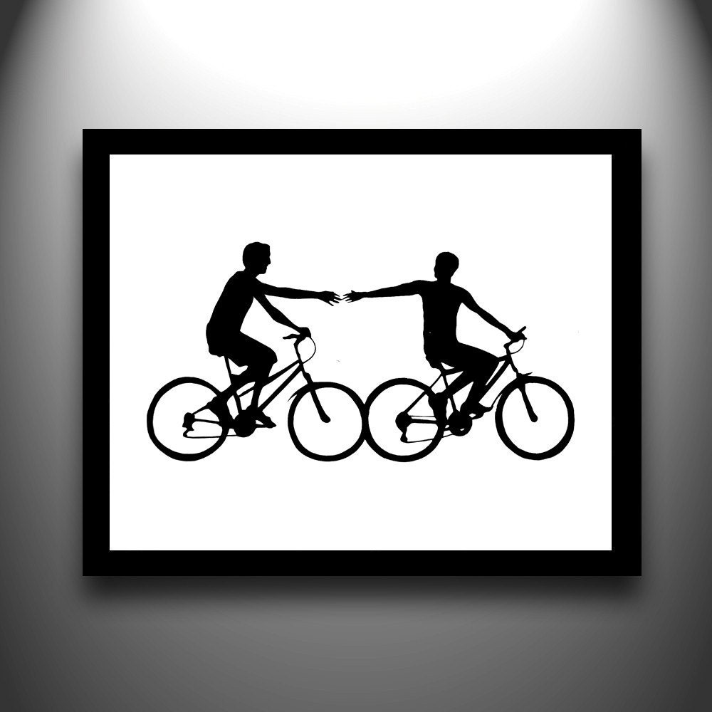 First Anniversary Cut Paper - Gay Men Couple on Bikes- 8x10