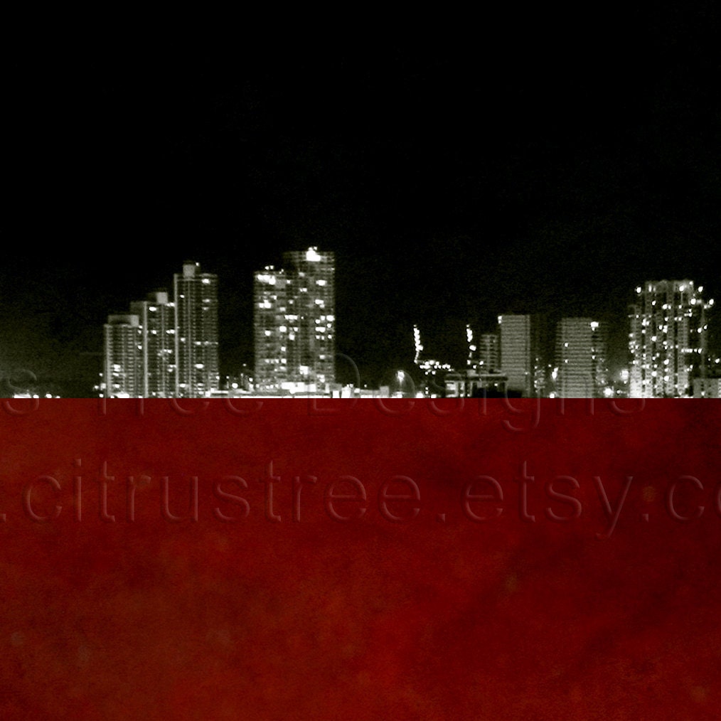 PAINT the TOWN RED- Cityscape - Original Photomontage Fine Art Print - Mixed Media Landscape -Signed and Dated --Buy 2 Get 1 Free--
