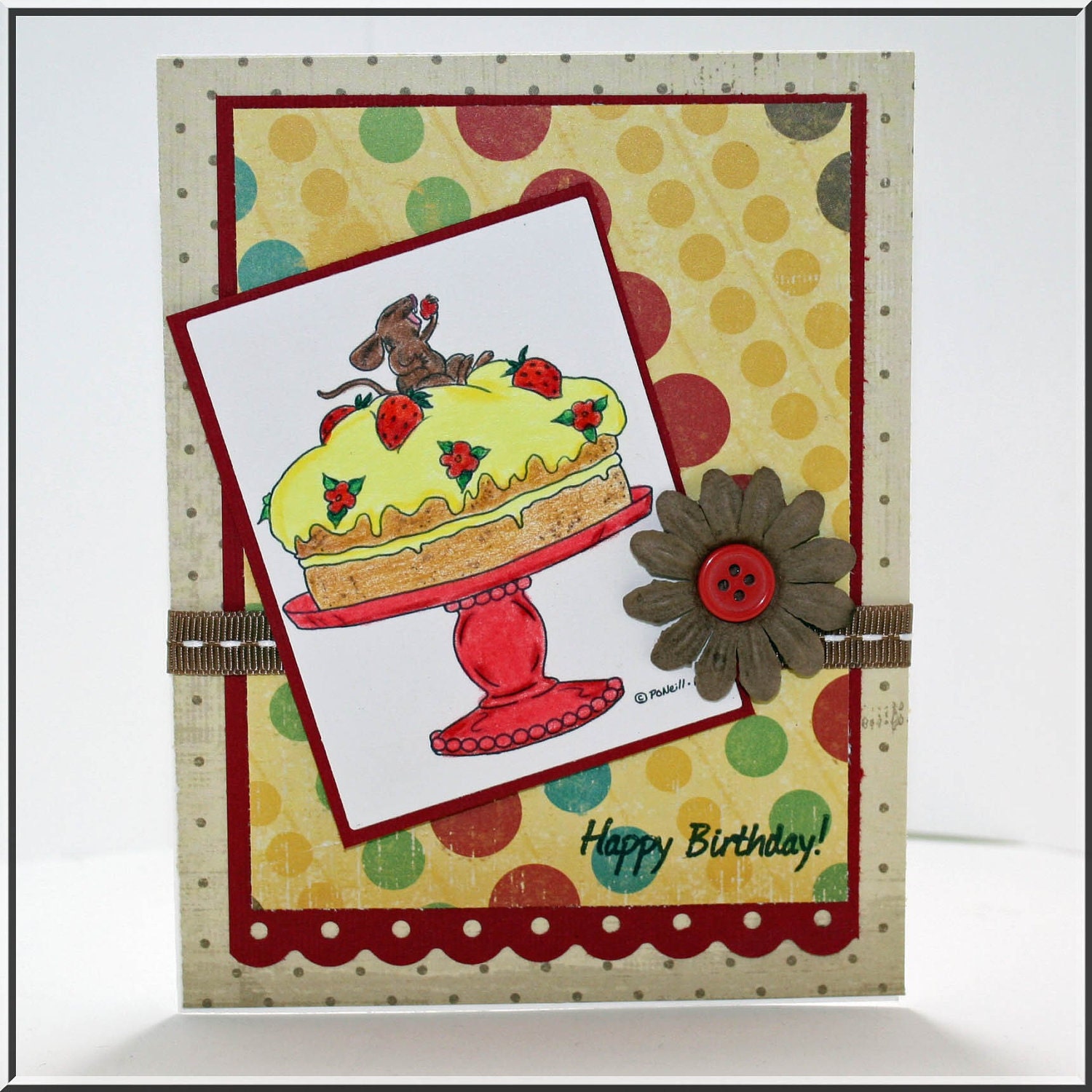 Cake for your birthday handmade greeting card note card