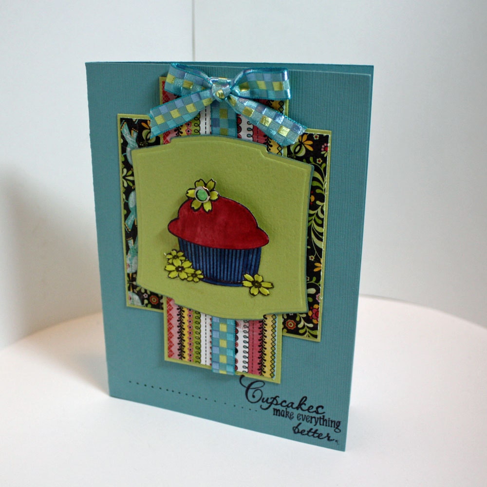 Cupcake image handmade greeting card