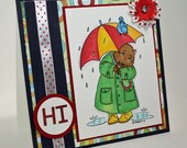 Handmade Hi square greeting card