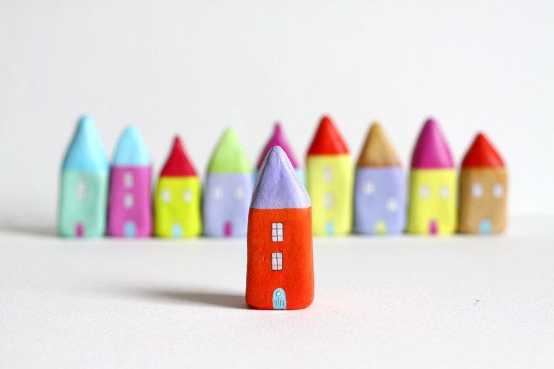 Little Home No 167 - Purple and orange