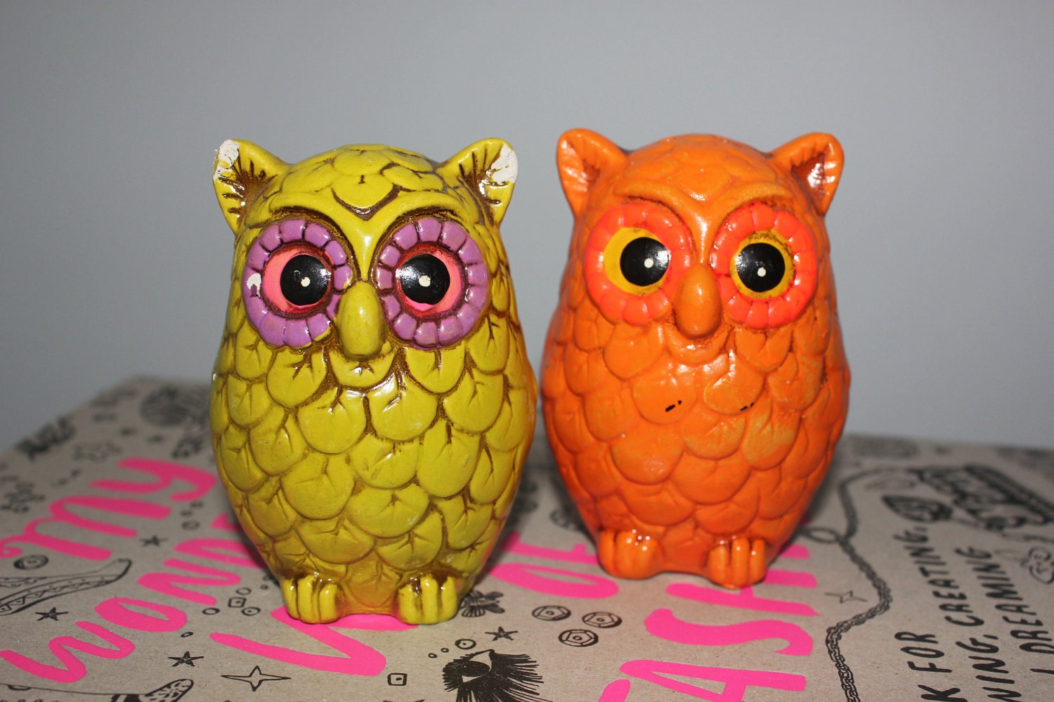 Treasury Item - Groovy Owl Salt and Pepper Shakers 1950s Japan