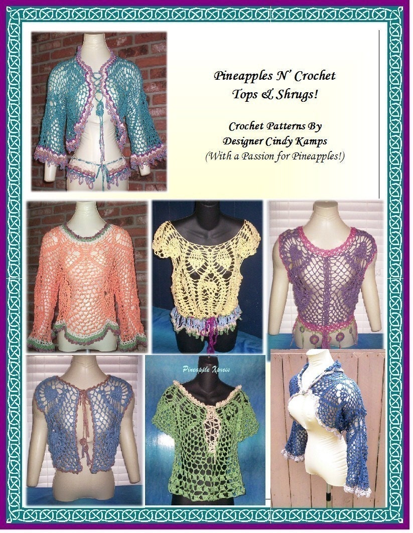 12 Pineapple Tops and Shrugs to Crochet by Cindy Kamps