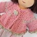 Waldorf Doll Clothes: Handknit Rosy Pink Cotton Cardigan Sweater with Ruffled Edges - Made to Order