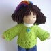 Waldorf Doll Clothes - Handknit Cotton Cardigan Sweater - Lime - Made to Order