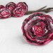 6 Handmade dusty pink, brown, cream and light pink fabric flowers
