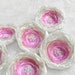 6 silk flowers in cream and light pink - wedding flowers, sew on embellishments, singed fabric appliques