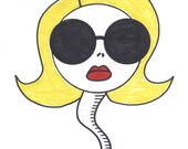 SHE BLINDED ME WITH SCIENCE GEEK GIRL SPERM CARTOON SIGNED