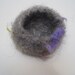 grey bowl, crocheted felted small wool "nest" with multicolor yarns