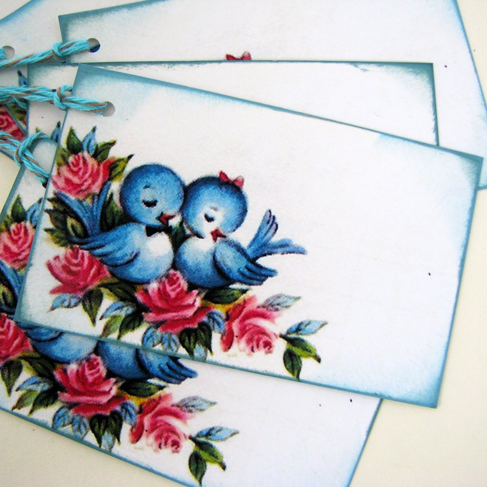 Blue Birds of Happiness Gift Tags - jolipapier