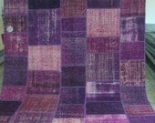 Aubergine Revitalized Vintage Patchwork Carpet