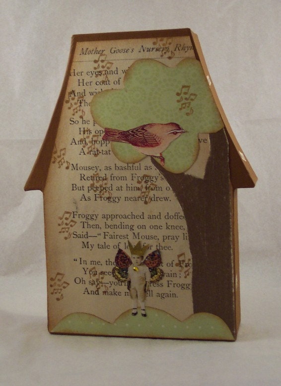Mixed Media 3-D Collage Fairy Paper Mache House