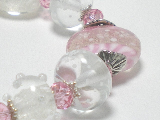 Pink Frost Lampwork Bracelet