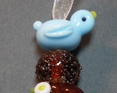 KrissyBeads BlueBird and Birdhouse Lampwork Bead Set