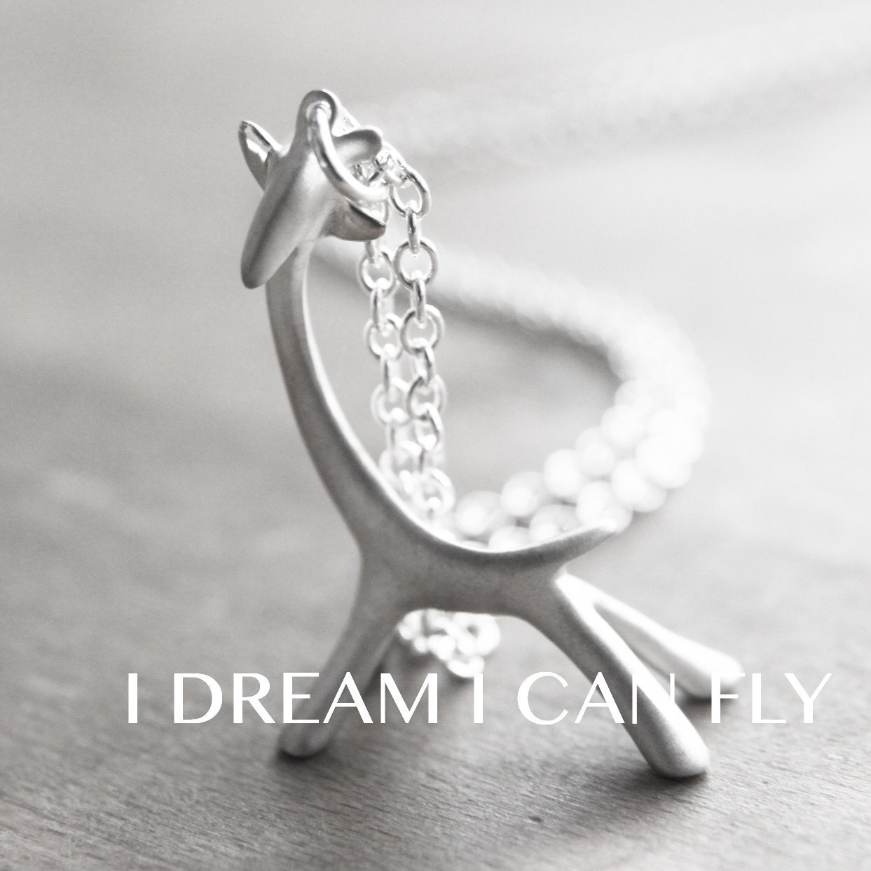 Giraffe necklace in brushed sterling silver - PRIORITY MAIL
