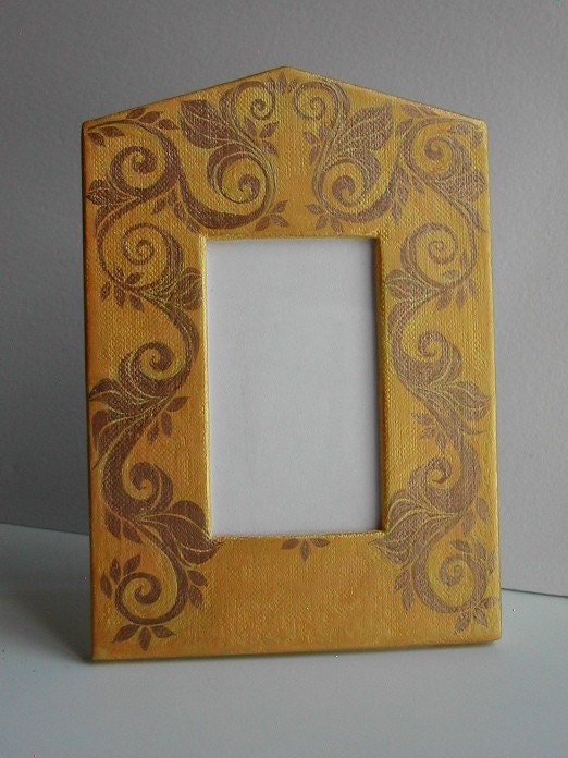 Gold Swirl Painted Canvas Picture Frame