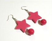 Funky Dangling  Pink Star Earrings