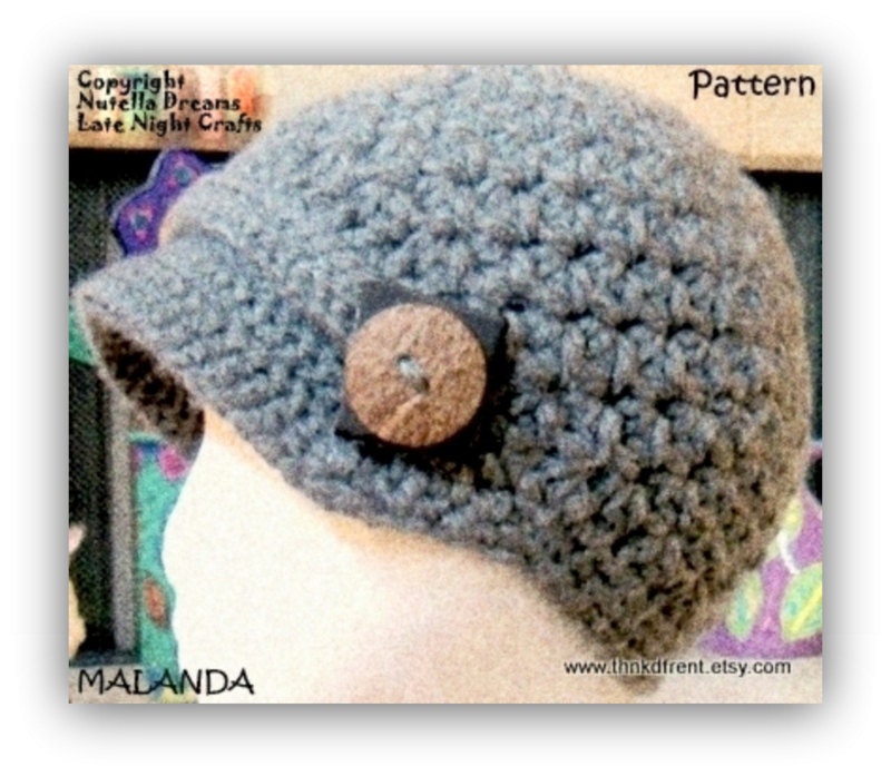 Instant Download PATTERN-Malanda Textured Newsboy Cap with Strap Crochet Pattern for the Ladies