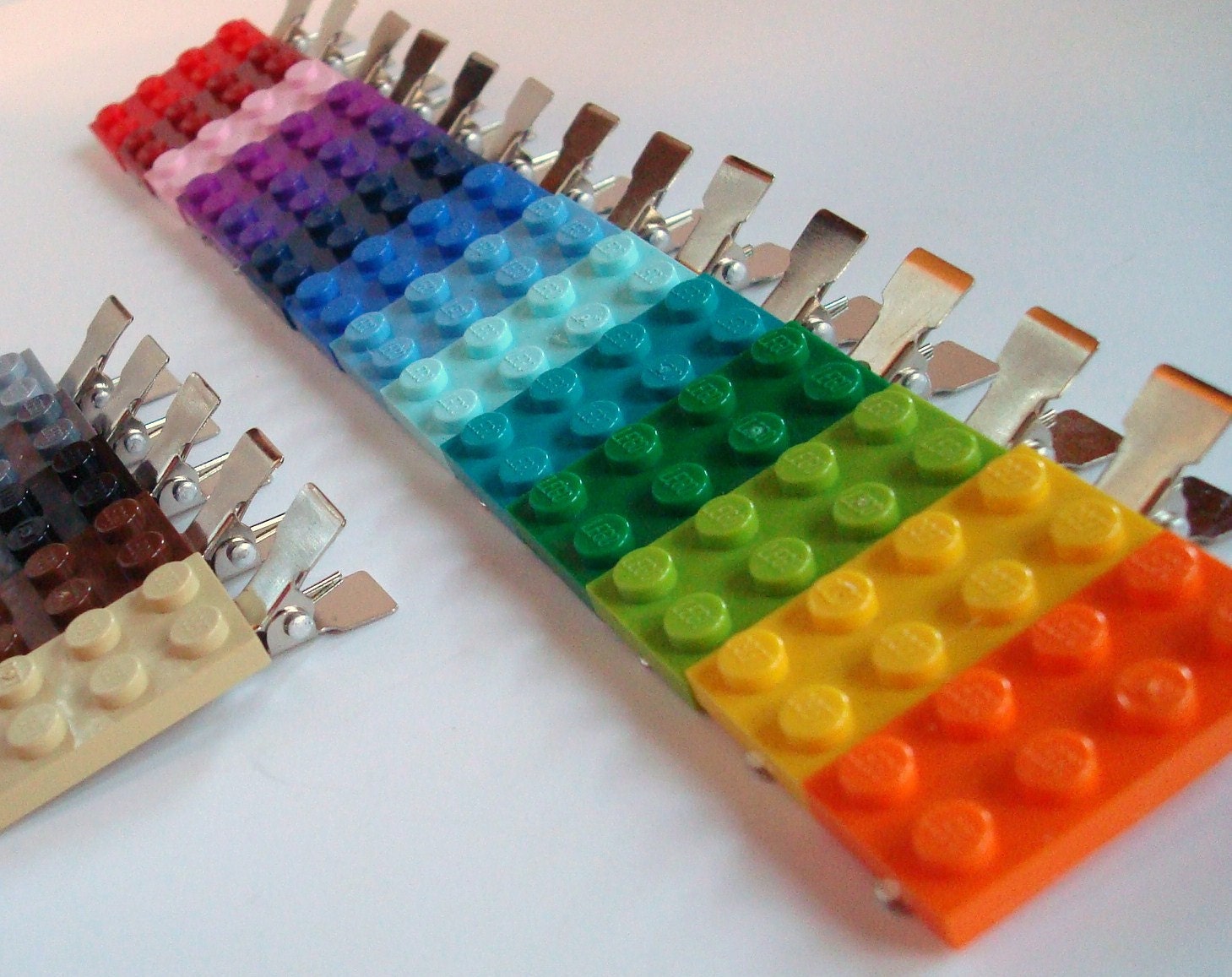 Hair Clips set of 3 made with Lego (r) plate your choice of colors