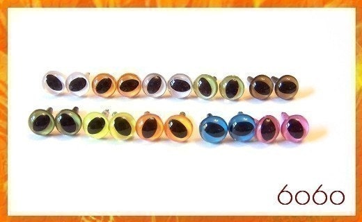 9 mm Cat eyes Plastic safety eyes - 10 PAIRS Sampler MSC1