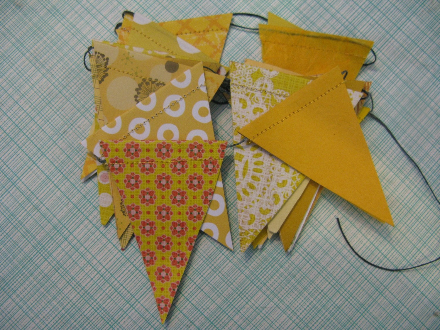 3 YELLOW circus flag decorations
