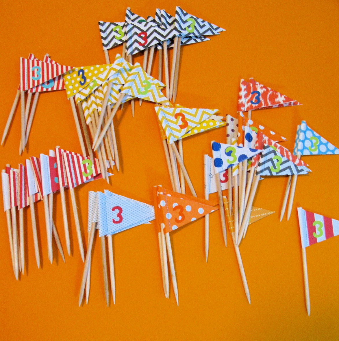 100 custom cupcake picks with numbers