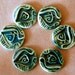 6 Handmade Ceramic Buttons - Tribal Spiral buttons in Deep Moss Green Gloss Glaze