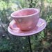 Garden Decor, Tea Cup, Coffee Cup, Porcelain, Polka Dots, Pink
