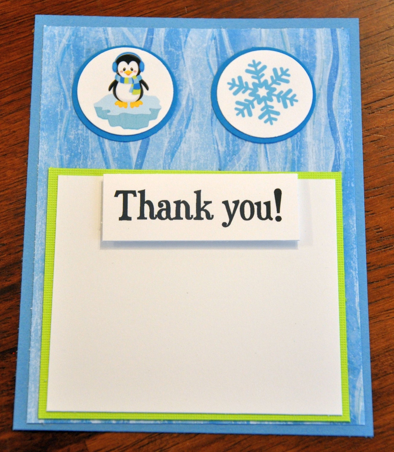 Penguin Winter Wonderland Handmade Thank You's Set of 6/ Winter Onederland Choose Boy or Girl