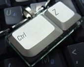 Silicon Gallies - Next Generation Glass Tile Pendant - Silver Laptop Computer Key - CTRL Z Necklace