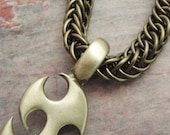 Tribal Dagger Necklace - Chainmaille, Pewter and Leather