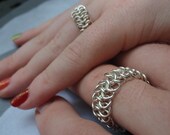 His and Hers Sterling Silver Rings - Flexible Chainmaille VII - Non Tarnish Argentium - European 4-1 - Made To Order