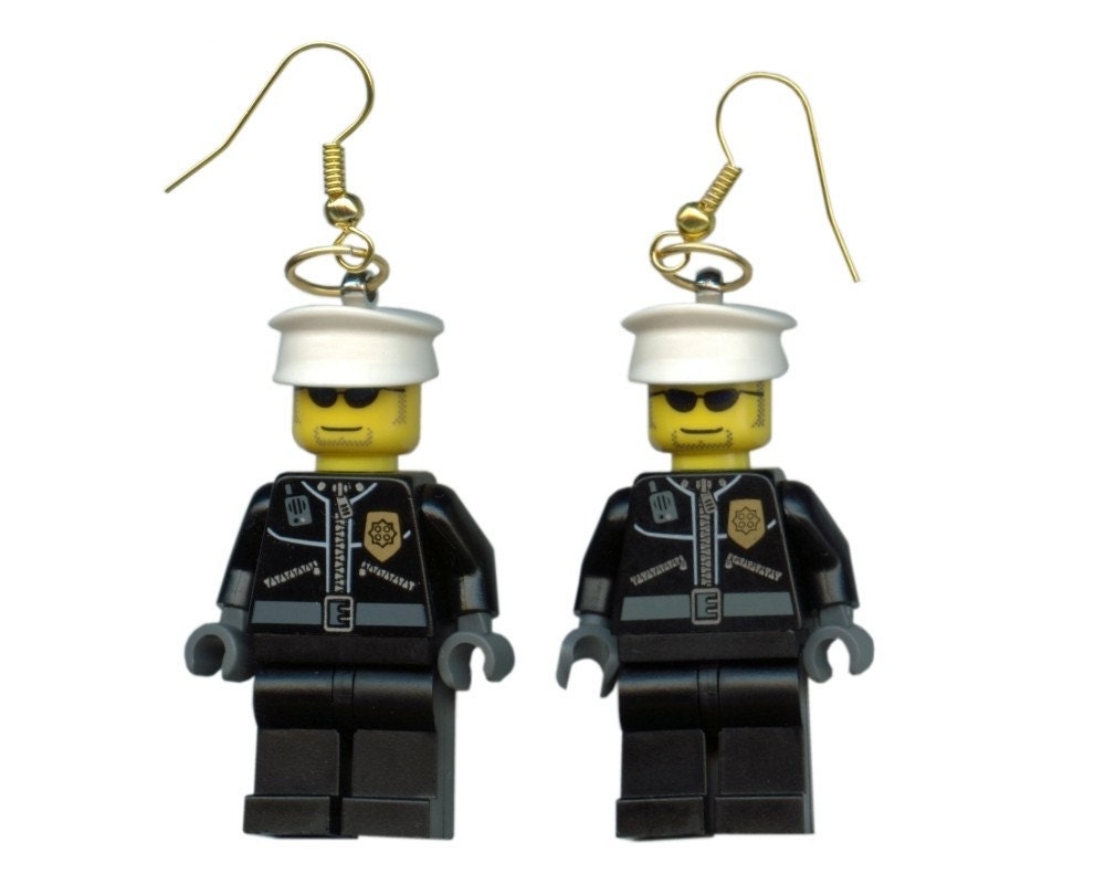 Policeman Lego earrings